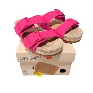 ON 34TH Milaap Pink Nude Espadrille Slide Sandals Womens  7 M Vacation Resort